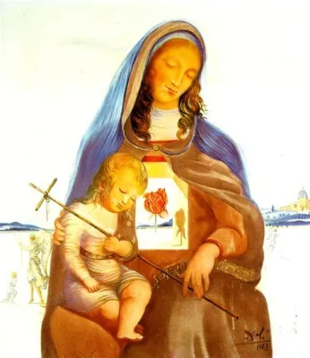  Madonna della Rosa - Mistyczno Złota w Świecącym Świetle